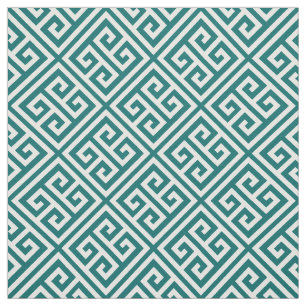 Dark Teal Greek Key Fabric