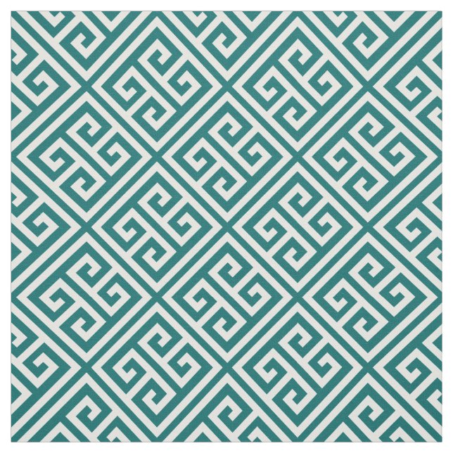 Dark Teal Greek Key Fabric (Swatch)