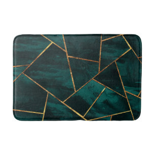 Dark Teal Ink Copper Gold Geometric Glam #1 Bath Mat