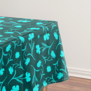 Dark Teal Liberty Floral Pattern Elegant Bold Tablecloth