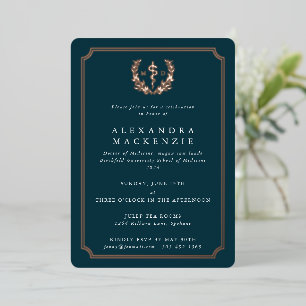 Dark Teal MD Asclepius + Laurel Wreath Graduation