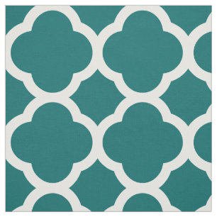 Dark Teal Modern Quatrefoil Large Scale Fabric