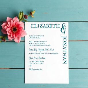Dark Teal Modern Typography Couples Shower Invitation
