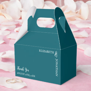 Dark Teal Modern Typography Wedding Favor Box