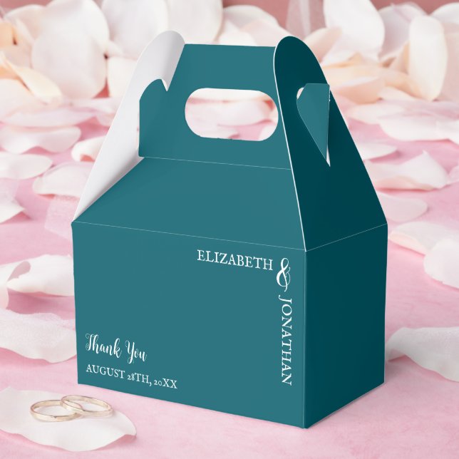 Dark Teal Modern Typography Wedding Favor Box (Wedding)