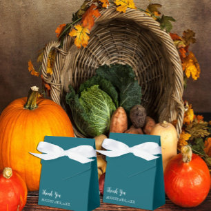 Dark Teal Modern Typography Wedding Favor Box