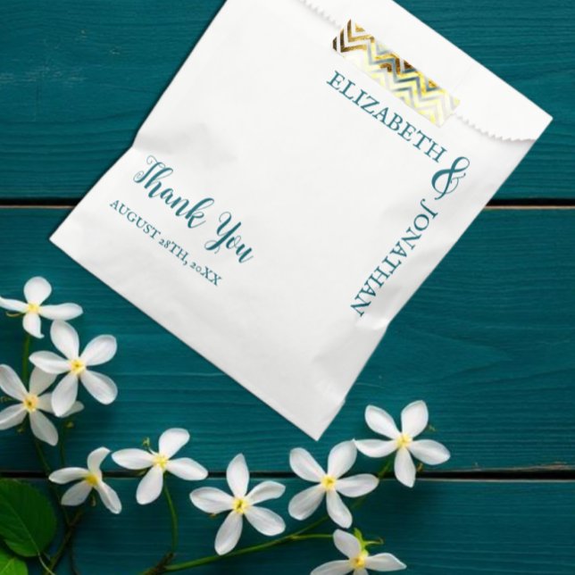 Dark Teal Modern Typography Wedding Favour Bag (Creator Uploaded)