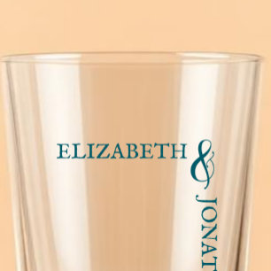 Dark Teal Modern Typography Wedding Glass