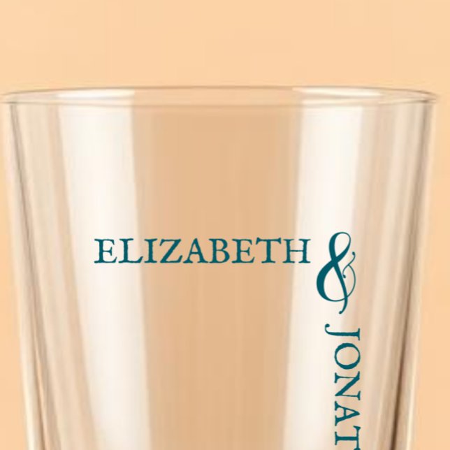 Dark Teal Modern Typography Wedding Glass (Creator Uploaded)