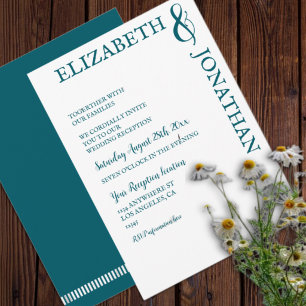 Dark Teal Modern Typography Wedding Reception Invitation