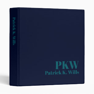 Dark-Teal Monogram Deep-Blue Portfolio Binder