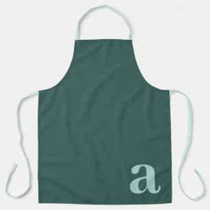 Dark Teal Monogram Initials Minimalist Apron
