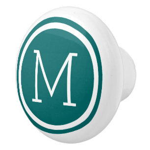 Dark Teal Monogram Personalized Drawer Knob