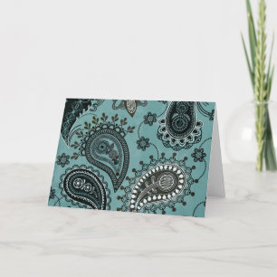 Dark teal paisley card