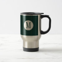 Dark Teal Pinstripe Single Monogram Mug
