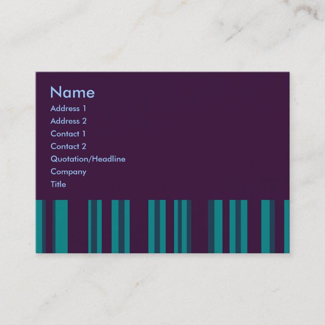 dark teal purple stripes business card (Front)