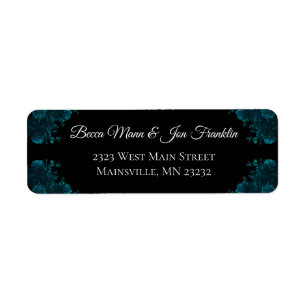 Dark Teal Roses Wedding Return Address Label