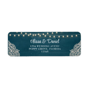 Dark Teal Rustic Elegance Wedding Return Address 