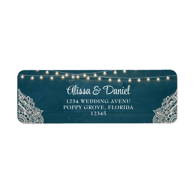 Dark Teal Rustic Elegance Wedding Return Address  (Front)