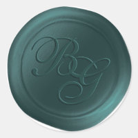 Dark Teal Script Double Monogram Wax Seal Stickers