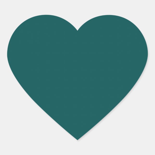 Dark Teal Solid Colour Heart Sticker (Front)