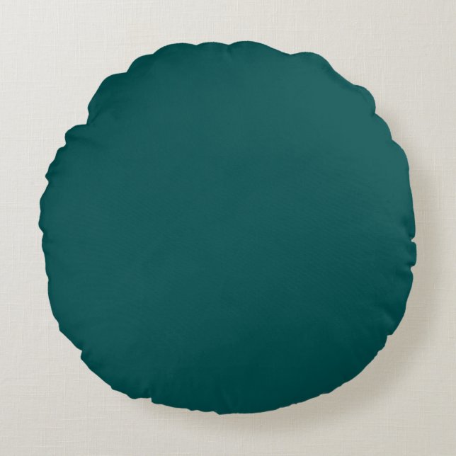 Dark Teal Solid Colour Round Pillow (Front)