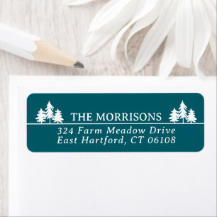 Dark Teal Spruces Rustic Name & Return Address