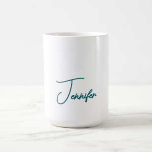 Dark Teal Trend Modern Minimalist Handwriting Name Coffee Mug