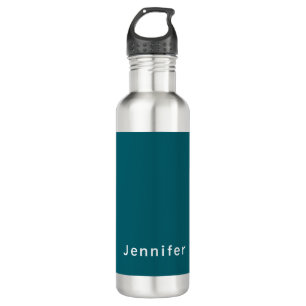 Dark Teal Trendy Modern Minimalist Your Name 710 Ml Water Bottle