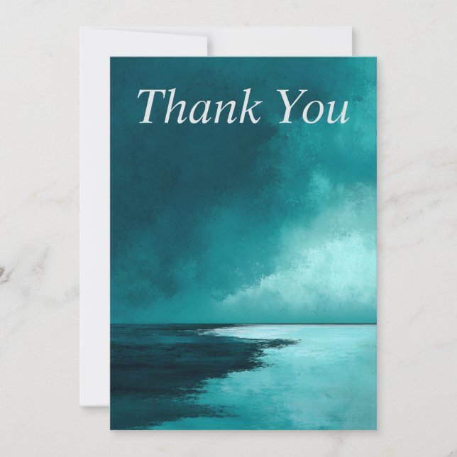 Dark Teal & Turquoise Abstract Thank You Card (Front)
