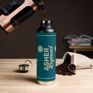 Dark Teal Water Bottle with Name