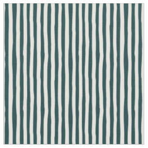 Dark Teal & White Wonky Stripes Fabric