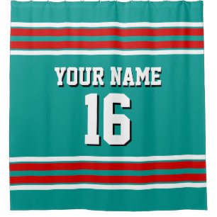 Dark Teal with Red White Stripes Sports Jersey
