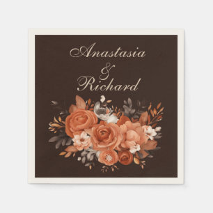 Dark Terracotta and Burnt Orange Wedding Napkin