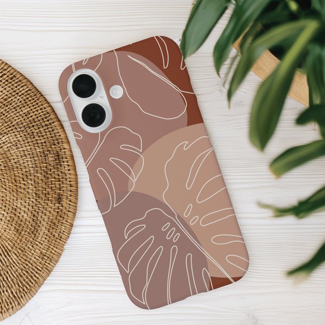 Dark Terracotta Boho Tropical Monstera Leaf Case-Mate iPhone Case (Creator Uploaded)