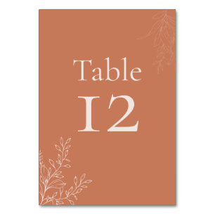 Dark Terracotta Botanical Table Number