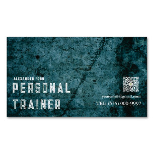 DARK texture background green Personal Trainer  Magnetic Business Card