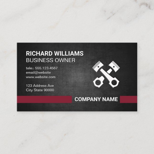 Dark Texture | Pistons Hardware Business Card (Front)