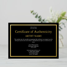 Dark Theme Gold Foil Certificate of Authenticity