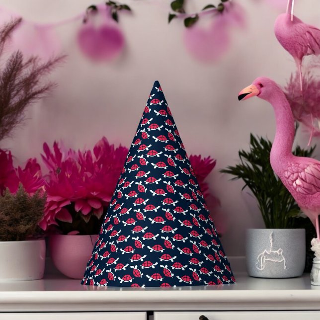 Dark Theme Tortoise Cartoon  Party Hat (Red shell Turtle Paper party hat, Kids,adults,party birthday hat,Baby Shower,wedding,celebration hat)