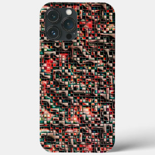 Dark tiles in textured rough style, mosaic squares iPhone 13 pro max case