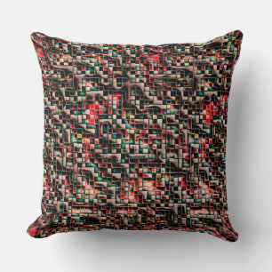 Dark tiles in textured rough style, mosaic squares throw pillow