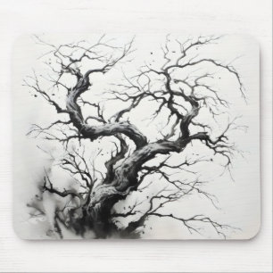 Dark Tree Ink Painting Mouse Pad