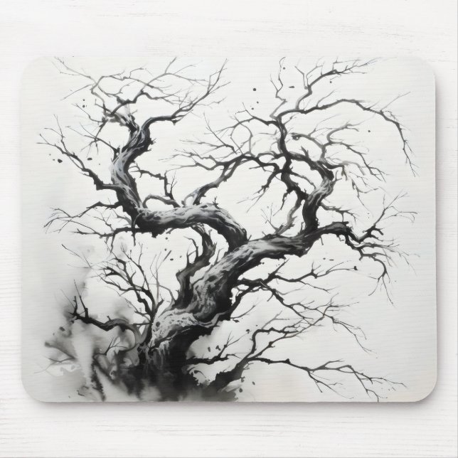Dark Tree Ink Painting Mouse Pad (Front)