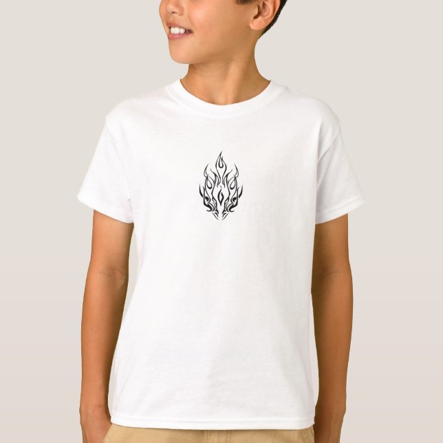 Dark Tribal Flame Mask – Abstract Fire Art Design T-Shirt (Front)