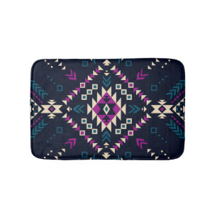 Dark tribal Navajo, vintage geometric. Bath Mat