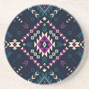 Dark tribal Navajo, vintage geometric. Coaster