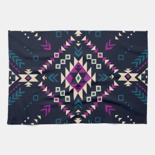 Dark tribal Navajo, vintage geometric. Kitchen Towel