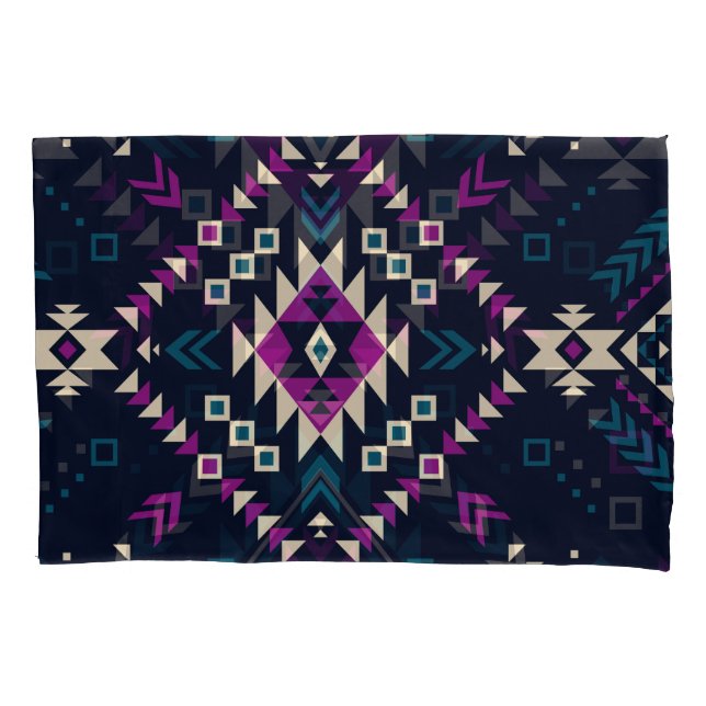 Dark tribal Navajo, vintage geometric. Pillowcase (Front)