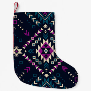 Dark tribal Navajo, vintage geometric. Small Christmas Stocking